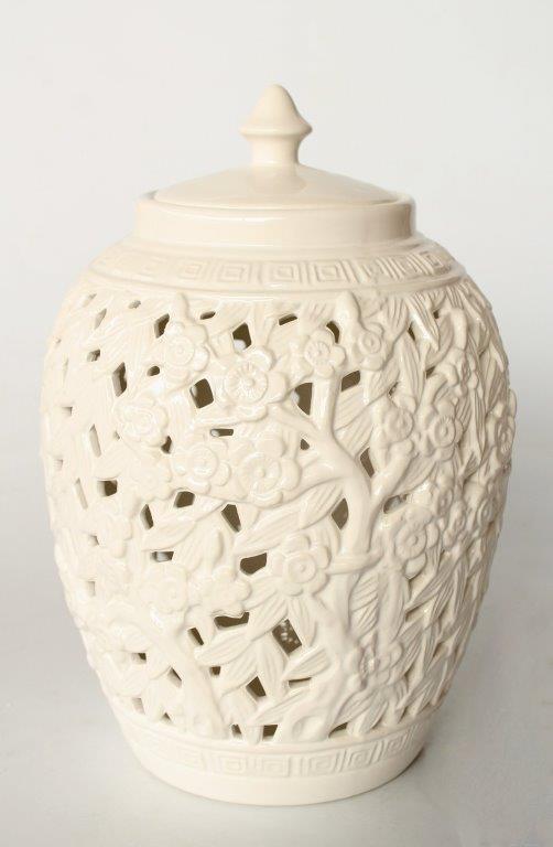 Small Flower & Leaf Cut-Out Ginger Jar